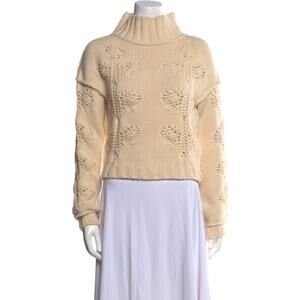 Hache Beige Wool Cashmere Long Sleeve Turtleneck Sweater Size 42